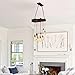 Farmhouse Pendant Lights Kitchen Island, Kitchen Light Fixtures, Rustic Dining Room Light Fixture with 8 E26 Bulb Sockets, Black Metal and Wood Beam Ceiling Pendant Light Fixtures, Hanging Lights