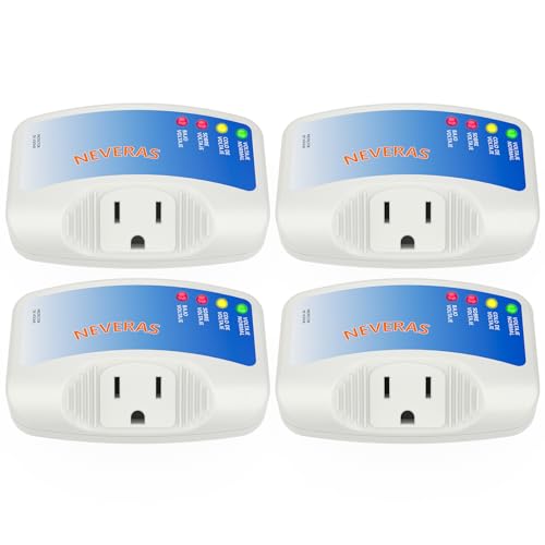 Voltage Protector, Malictele Single Outlet Surge Protector for Home Appliances 120V 10A Brownout Protection Plug for Fridge TV Air Conditioners Surge Protector -4Pack