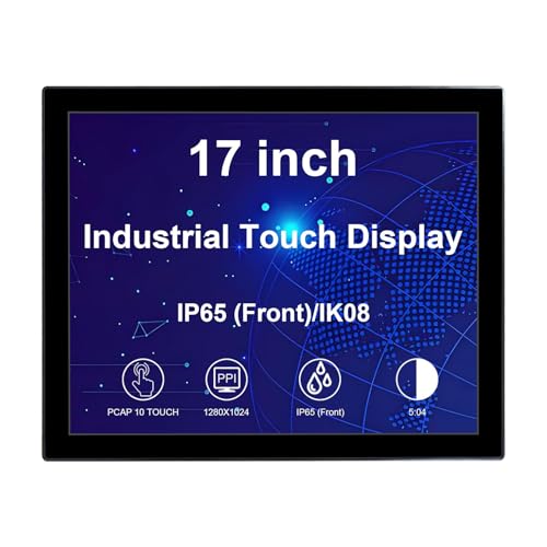 Image of VSDISPLAY 17'' 1280x1024 Industrial Touch Monitor IP65 Front Waterproof | IPS LCD Display,10-Point Capacitive Touch, with H /D VGA Interface for Industrial Outdoor Kiosk Use
