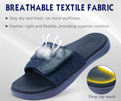 Image of ONCAI Mens Slide Sandals Open Toe Athletic Adjustable Straps Orthotic Plantar Fasciitis Sport Sandals with Soft Cushion Arch Support Footbed Size 7-13