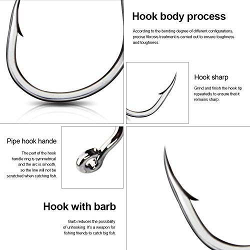 Thekuai 500Pack Fishing Hooks High Carbon Steel Different Size Saltwater Freshwater Fishing Hooks (500 PCS)