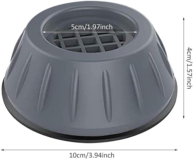 Image of Furniture Leg Risers, Heavy Duty Gray Plastic Adjustable Bed Lifts, Set of 4 Stackable Elevators for Tables and Chairs Whit Anti Vibration Pads for Washing Machine Stand Foot (4, Round)