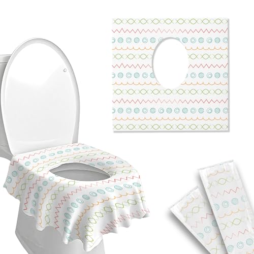 LOVINERA Fundas Inodoro Desechables 20 Piezas – Protector Higiénico Portátil para Baño Público, Viaje, Camping, Oficina y Avión – Cubre Asiento WC Impermeable, Uso Único, Tamaño XL