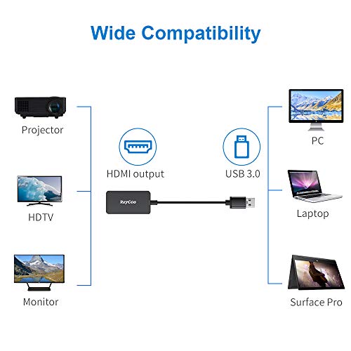USB to HDMI, USB 3.0 Adapter with HD 1080P, Video Audio Graphics Converter for Multiple Monitor, Support Windows XP/7/8/10 【 NO MAC/Linux/Vista/Chrome/Firestick】