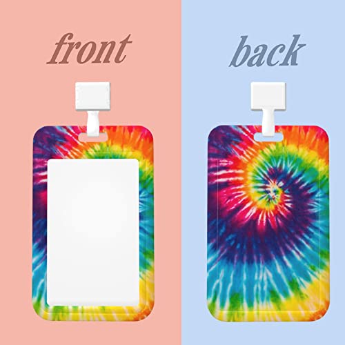 Colorful Tie Dye Rainbow Peace Id Case Bank Card Holder Women Men Id Badge Holder Lanyard Card Protective Cover Teachers Doctors Nurses Office Staff 2.5X4 Inch #TOP4
