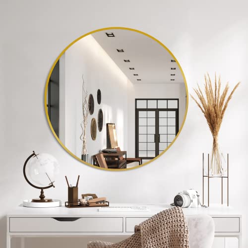 Bathroom Mirrors for Wall,Gold Frame Mirror,26'' Round Circle Mirror for