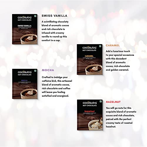 Image of Cocosutra Hot Chocolate Travel Friendly Hamper | 4 * 5 Single Serve Sachets | 4 Drinking Chocolate Flavors | Assorted Gift | Gluten Free | Enjoy Hot or Cold | 400g (Pack of 2)