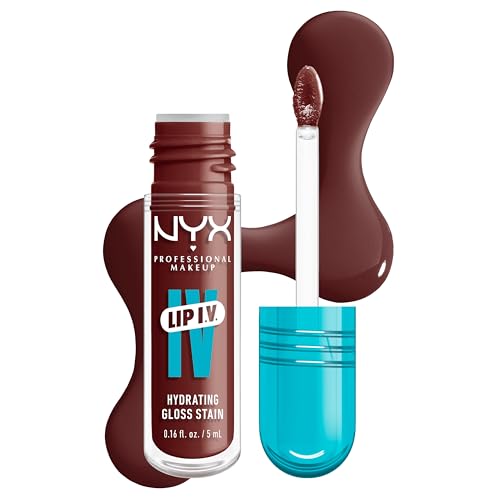 Image of NYX Lip Gloss Professional Makeup Lip IV Lip Stain, 1-Swipe Vitamin-Infused Longwear Color, Hydrating Gloss, Up to 12HR Hydration, High Pigment, Wet Shine Finish, Vegan Formula, Mocha Me Wet