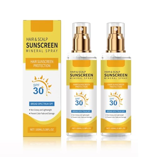 Hair & Scalp Sunscreen Spray SPF 30 | Broad Spectrum UV Blocker for Color-Treated Hair, Weightless Non-Greasy Formula with Coconut Oil, Prevents Color Fade & Dryness, Beach & Pool Essential (2)