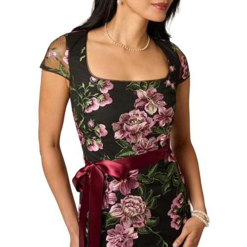 Image of Adrianna Papell Cascading Floral Embroidered Long Column Gown