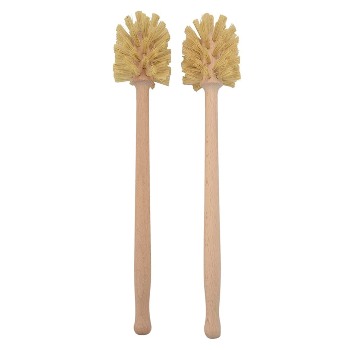 Cepillo para el Inodoro de Madera, 2pcs Union Fiber Broye, Cepillo de Botella de bambú de la Naturaleza, Mango de 14x3 Pulgadas de Largo diseño de Limpieza de diseño de Agua para Botellas de biberone