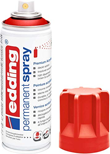 edding 5200 Permanent Spray - verkehrsrot matt - 200 ml - Acryllack zum Lackieren und Dekorieren von Glas, Metall, Holz, Keramik, Kunststoff, Leinwand - Lackspray, Acrylspray, Farbspray