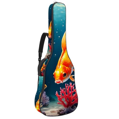Sac pour guitare étanche à poches multiples motif poisson rouge
