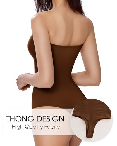 Image of Strapless Faja Bodysuit Shapewear Thong Body shaper for Women Under Dress Strapless Shapewear Tummy Control