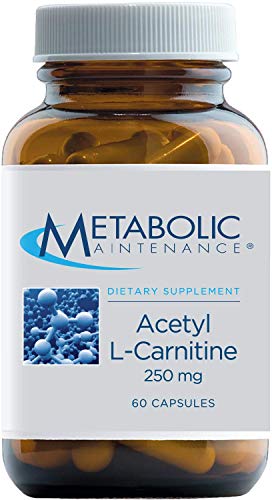 Metabolic Maintenance Acetyl L-Carnitine - Pure 250mg Amino Acid Supplement for Antioxidant, Cognitive, Memory + Mood Support - Helps Nourish Nerve Health in The Brain (60 Capsules)