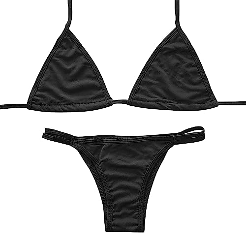 Genérico Natacion BañAdor Neopreno Mujer Bikini Sexy de Playa de Verano de Bikini Dividido de Puntos para Mujer Tankini Mujer De Banho (Black, S)