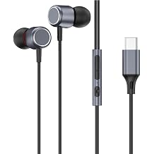 Y01 Magnetic Metal USB C Headphones, Wired Headphones with Microphone & Remote Control Noise Cancelling for iPhone 17 16 15 Pro Max, iPad Pro, Galaxy S25 S24 S23 Ultra, Pixel 9 8 7 Gold