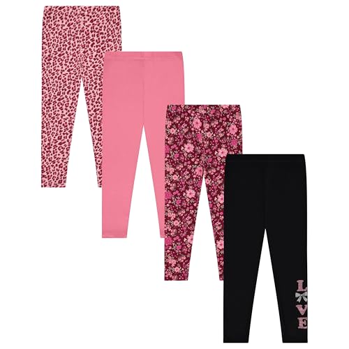 BTween Kids Girls Fall Fashion Stretch Leggings Comfortable Bottoms Set 4 Pack Bundle Light Blush