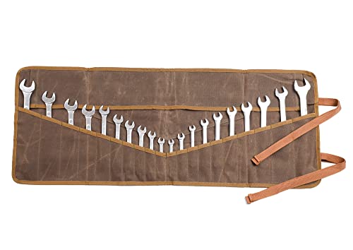 Werkzeug-Rolltasche, langlebige gewachste Leinen-Konstruktion, Werkzeugtasche für metrische und SAE (grau) Cover