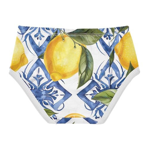 Kids Underwear, Sicilian Lemon White Blue Toddler Panties, Girls Underwear Cotton, 2T–8 Years2