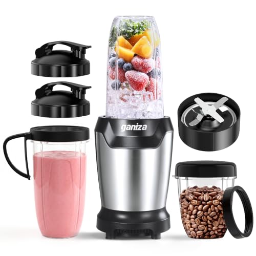 Ganiza Frullatore, 1300W, con 3 tazze portatili (2 x 1100