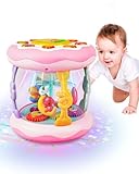Onalix Jouet Musical Bébé Rose 0-3 Ans, Jouet Tournant Lumineux avec 28 Mélodies, Jouet...