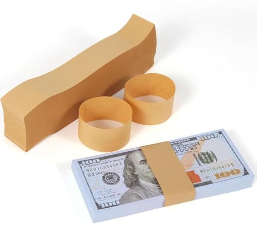500 Pcs Kraft Money Bands for Cash,Blank Self-Adhesive Currency Straps,Cash Bands,Bill Wrappers to Organize Cash-Money Straps for Bills