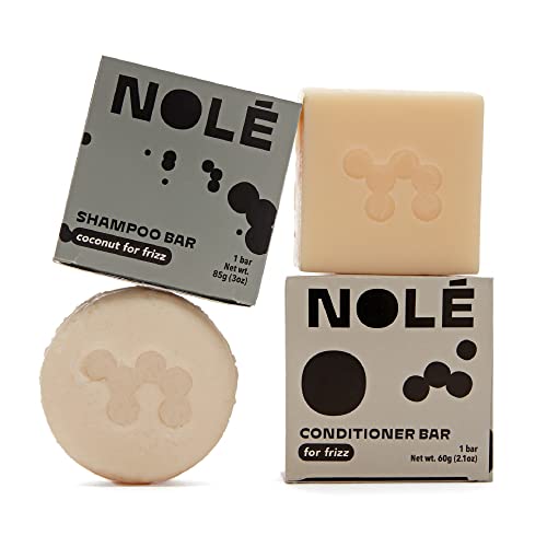 Nole Shampoo And Conditioner Bar Set For Frizzy Hair, Moisturizes And Protects For The Sleekest Looking Hair, Coconut For Frizz | Sustainable, 100% Plastic Free Packaging, Eco-Friendly | 5.12 Oz #TOP2