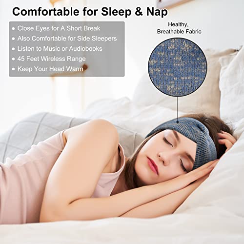Asiilovi Sleep Headphones Bluetooth Headband For Women/Girls, Knitted Knotted Stretchy Headband Headphones With Hd Speakers And Mic For Sleeping Jogging Yoga Daily Wear, Tech Gift Ideas #TOP2