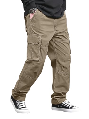 Image of Vogaan Casual Solid Men's Loose Fit Drawstring Cargo Pants with Multiple Pockets | Cotton Cargos for Men