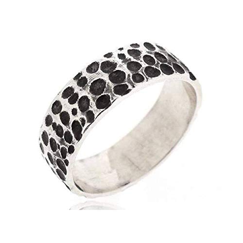 Sovats Anillo Hombre Antiguo Golpeado Plata Esterlina 925, Tamaño 60