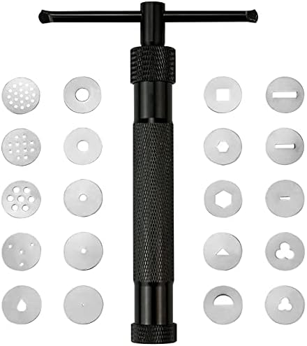 CZWESTC Fondant Extruder with 20 Discs, Sugar Paste Extruder,Clay Extruder, Cake Decor Tool Set