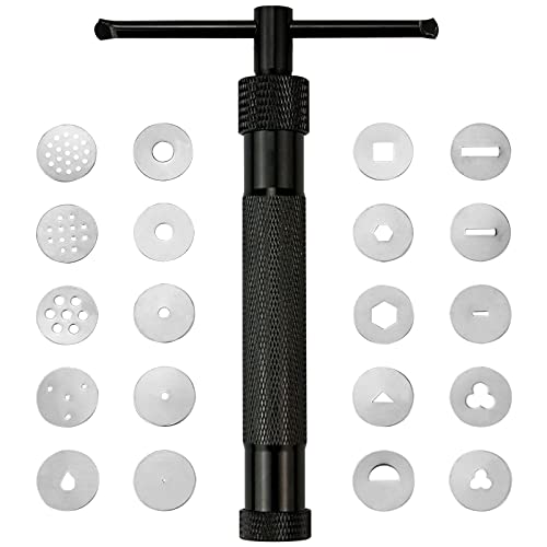 CZWESTC Fondant Extruder with 20 Discs, Sugar Paste Extruder,Clay Extruder, Cake Decor Tool Set