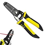 10-22 AWG Multi-Gauge 7" Precision Wire Strippers, Durable Steel Cable Stripper with Safety Lock for Home Repair, Electrician & DIY