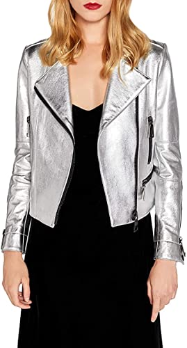 Women's Lambskin Real Leather Stylish Jacket Biker Motorcycle Slim Fit Coat WS037
