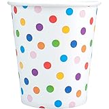 Pappbecher Papierbecher Papptrinkbecher bedruckte Trinkbecher aus Pappe 180 ml Becher, 0,18 L mit Motiv Pünktchen Konfetti (100)