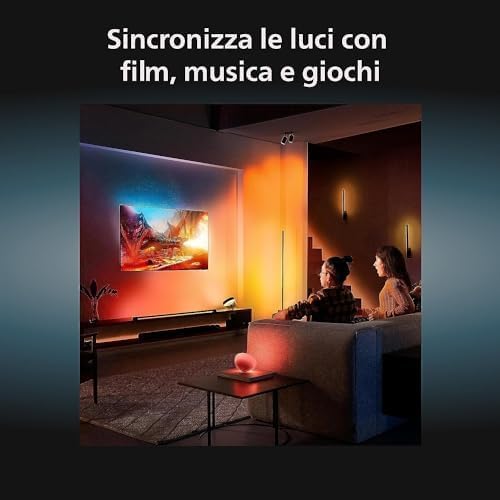 Philips Hue White & Color Ambiance Starter Kit 2 Lampadine Smart, Attacco E27, Luce Bianca e Colorata Dimmerabili, 9W, Hue Bridge incluso, Controllo Vocale