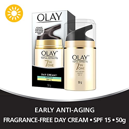 Image of Olay Total Effects Anti Ageing Skin Cream (Moisturizer)| Fights 7 Signs of Ageing | With Niacinamide and Green Tea Extracts | Normal, Oily, Dry, Combination Skin | 50g (Gentle SPF 15)