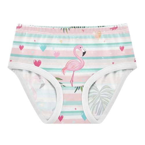 Wusikd Cute Pink Flamingos Girls' Underwear Cotton Palm Leaves Girls Briefs Soft Toddler Underwear 2T - Main Image