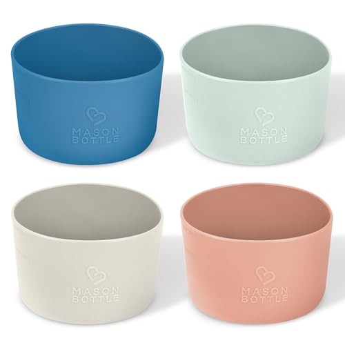 Image of Mason Bottle 4oz Silicone Sleeves for Mason Jars (4-Pack) – Regular-Mouth Jar Covers for Grip and Protection (Bottle Not Included) – Non-Toxic, Dishwasher Safe, Made in USA
