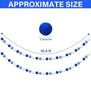 60 Balls Hanukkah Felt Ball Garlands Hanukkah Decorations Chanukah Blue Dark Blue White Pom Pom Garlands for Home Tree Menorah Chanukah Party Indoor Outdoor Home Office Hanging Decor 25mm