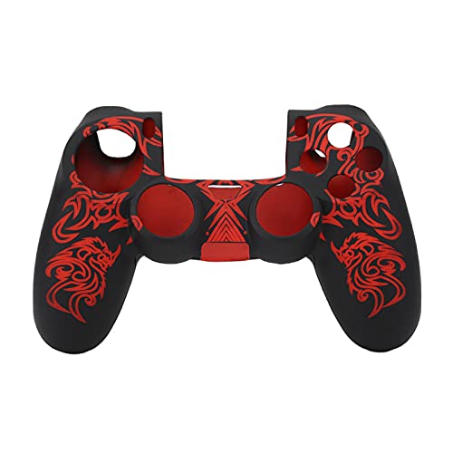 Housse de Manette de Jeu, Coque en Silicone Antidérapante pour Manette PS4, Housses pour Sony PS4, Offre Une Expérience Plus Confortable Accessoires de Protection pour Manette PS4(Black+Red) Cover