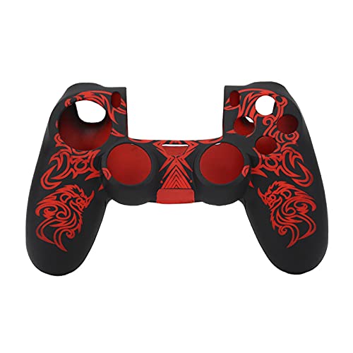 Housse de Manette de Jeu, Coque en Silicone Antidérapante pour Manette PS4, Housses pour Sony PS4, Offre Une Expérience Plus Confortable Accessoires de Protection pour Manette PS4(Black+Red)