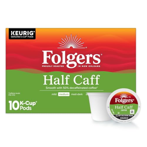 Folgers Half Caff Medium Roast Coffee, Keurig K-Cup Pods, 10 Count Box - image 1