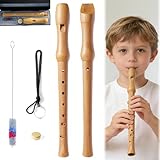 AEMCHDM Flauta Dulce Soprano de Madera, Flautas Escolar Principiantes de 8 Orificios Diseño Desmontable, Flauta Madera con Funda Escolar y Limpiador Escolar, Fabricada en Resina ABS,Barroco Digitación