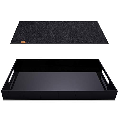 Serving Tray for Coffee Table Food Accessories - Large Acrylic Decorative Tray for Ottoman Living Room Vanity Room Kitchen Bathroom Bedroom Dining Room - Modern Home Decor for All Occasions