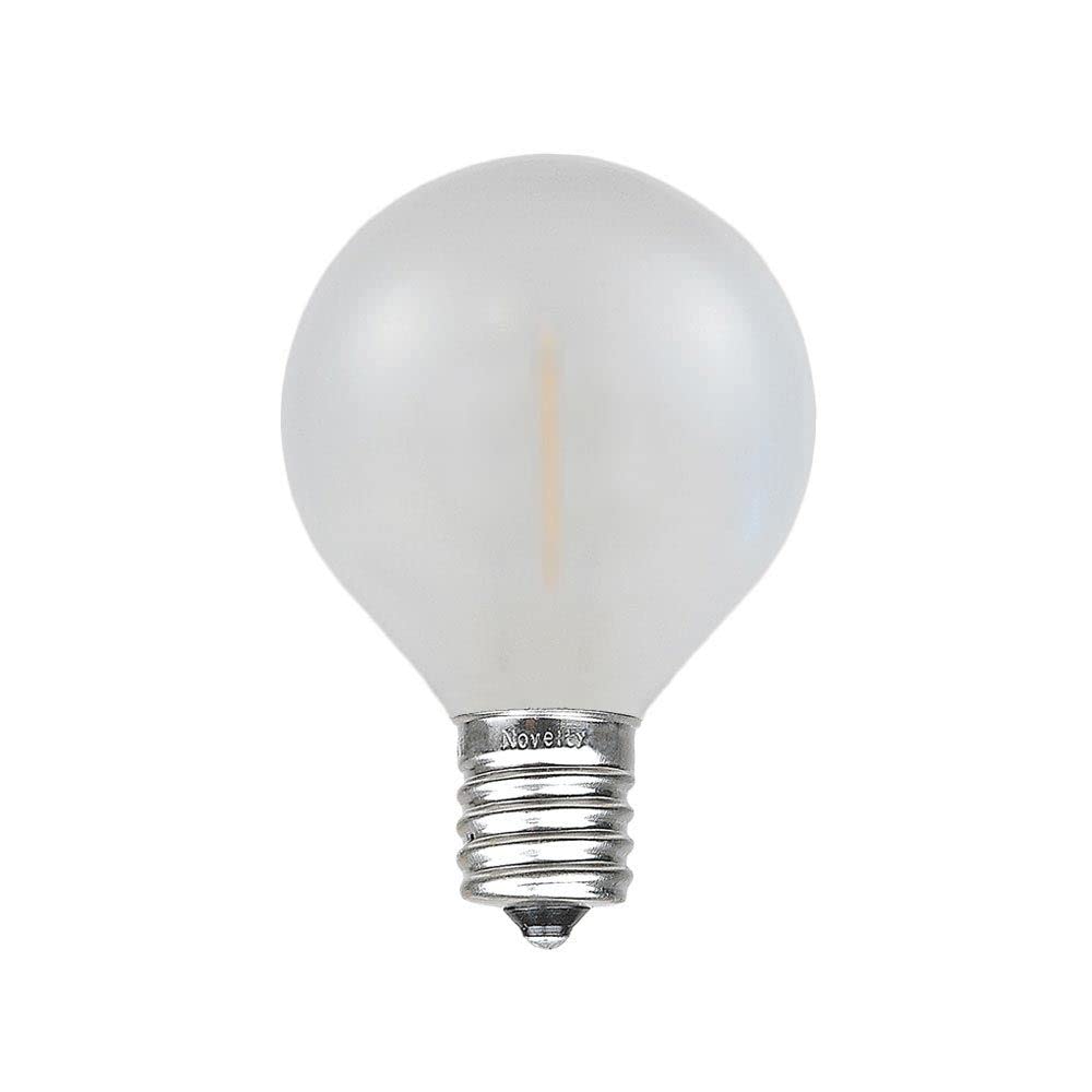 Novelty Lights 25er Pack G50 LED Kunststoff Filament Outdoor Patio Globe Ersatzbirnen, Frosted Warmweiß, E17/C9 Sockel. 06 Watt..
