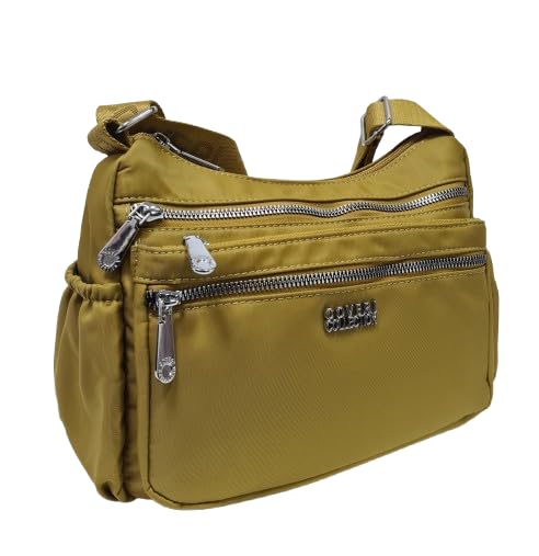 COVERI COLLECTION Borsa a Tracolla in Nylon, 3 Scomparti, Leggera, Tasche Multiple con Zip, Art. 5050-4 Dimensioni 26x20x10 cm