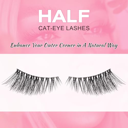 Sixstarhair Halbe Wimpern Natürlich Falsche Wimpern Klare Band 10 Paar Lashes Cateye Wispy Künstliche Wimpern 3d Cat Eye Half Lashes
