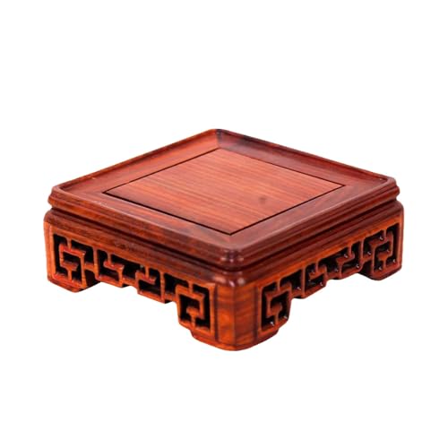 GOLDY&WENDY Wooden Square Chinese Carving Stand Sculpture Vase Teapot Bonsai